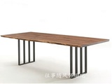 美式LOFT铁艺实木餐桌办公桌复古做旧电脑桌工作台会议桌简易书桌