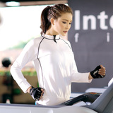 2016春夏新款韩版白色运动女卫衣长袖拉链瑜伽健身服运动外套