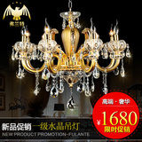 中式水晶吊灯欧式客厅卧室餐厅复式楼金色锌合金小吊灯酒店别墅灯