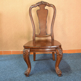 欧美式餐椅全实木餐桌椅酒店餐椅美式古典椅子布艺休闲雕花餐椅