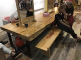 新品美式咖啡厅餐椅 西餐厅桌椅组合 奶茶甜品店桌子铁艺实木餐桌