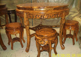 组合特价园餐桌实木整装鼓凳明清古典家具吃饭桌6人原木生态桌椅