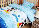 加工定做婴儿床品/幼儿园3件套 被套 床单 枕套 纯棉布料蓝色米奇