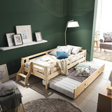 实木儿童床护栏床双层床带拖床带储物儿童家具男孩床两层床可拆