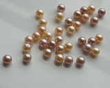天然淡水珍珠7-7.5裸珠正圆形半孔颗粒珠戒指耳钉 半成品散珠diy