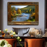 欧式风景油画手绘美式客厅有框画玄关装饰画书房过道挂画TY1888