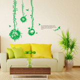 DIY防水可移除贴画客厅沙发走廊床头自粘墙贴纸壁纸绿色鸟巢