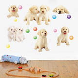 包邮创意可爱立体感儿童贴画卡通墙壁贴纸卧室背景墙贴动物狗狗
