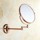 铜梳妆美容镜免打孔浴室化妆镜 双面壁挂折叠镜子卫生间伸缩镜 全