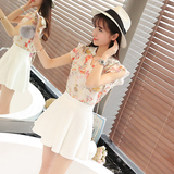 2016夏季新款短袖短裙子女甜美雪纺上衣韩版休闲时尚搭配两件套女