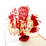 生日贺卡 商务 创意3D蛋糕卡片员立体贺卡剪纸雕刻明信片厂家直销