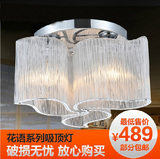 现代简约云空间餐厅水晶圆形吊灯灯具不锈钢3头LED吸顶灯云朵灯饰