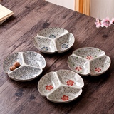 日式和风陶瓷盘子三格盘分格餐盘饭盘快餐盘创意菜盘餐盘水干果盘