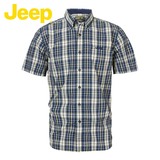 JEEP/吉普专柜同款男装夏款商务绅士纯棉格子短袖衬衫JS13WH111