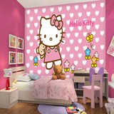 大型壁画粉色凯蒂猫卡通公主房墙纸卧室儿童房间背景墙壁纸Kitty