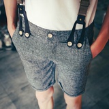 夏季新款时尚韩版修身男士背带五分潮流青年学生百搭显瘦休闲短裤