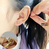 韩国正品代购进口纯14K黄金耳钉女 四爪锆石纯金组合耳线耳环耳钉