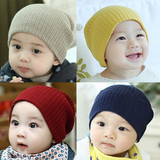韩国进口正品代购婴儿童帽子纯色大牌范宝宝套头帽春秋棉线包头帽