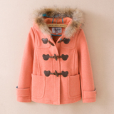 2015冬小熊维尼专柜少女学生学院风韩版短款羊毛毛呢大衣外套正品