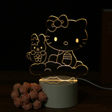 3D灯KT猫夜灯遥控灯触摸小台灯LED创意女生生日礼物USB个性装饰