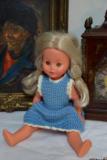 西洋杂货玩具收藏上世纪35厘米高带手工毛织裙子的漂亮老娃娃