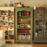 向日葵 美式乡村实木书柜  开放式复古陈列柜书架储物柜 家具定制