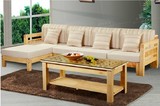 实木沙发 客厅木质布艺沙发田园 松木沙发床 组合沙发抽拉沙发床