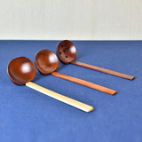 日式古朴全实木 木器勺子 火锅勺 漏勺 汤勺漏勺 套装 味千拉面勺