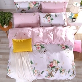 四件套全棉床品纯棉床上用品床单被套简约4件套花朵单双人床笠款