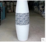 现代时尚陶瓷落地花瓶插花瓶家居摆设客厅瓷器大花瓶白色线条瓷瓶