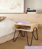 美式loft铁艺实木风格床头柜创意床头置物桌电话桌休闲桌沙发边几