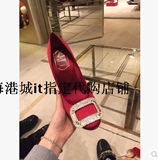 香港代购水钻方扣超高跟鞋夏防水台女鞋名媛单鞋绸缎红色结婚鞋女