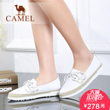 Camel/骆驼女鞋 时尚休闲 牛皮系带运动型百搭舒适低跟渔夫单鞋