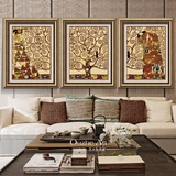 现代装饰画客厅玄关沙发背景墙壁画 美式三联欧式生命之树有框画