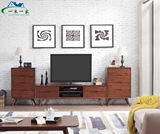 小户型实木电视柜简约现代北欧组合客厅复古橡胶木电视台家具柜子