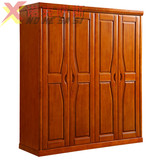 全实木衣柜 橡木衣柜 现代简约中式三门四门五门六门加顶开门衣柜