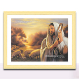 基督教装饰画耶稣牧羊简框画单张客厅餐厅十字架挂房间玄关有框画