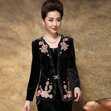 2015新款春装大码女装韩版长袖金丝绒外套中老年妈妈装上衣中年