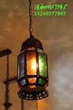 漫咖啡厅吊灯酒吧工程西餐厅摩洛哥风格镂空铁艺彩色玻璃大号吊灯