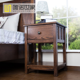 床边柜卧室橡木胡桃木色简易床头柜储物柜美式简约实木整装ctg