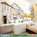 简欧式大型壁画客厅沙发电视卧室酒吧咖啡馆墙纸壁纸简约城市风景