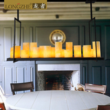 龙者创意北欧复古乡村美式工业蜡烛台客餐厅卧室酒店铁艺实木吊灯