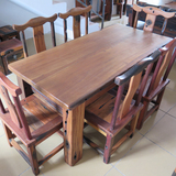 老船木餐桌实木餐厅餐台沉船木长方形现代简约6/8人餐桌椅组合