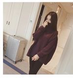2016冬季新款韩版中高领宽松显瘦短款开叉套头针织毛衣女加厚