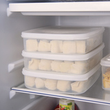 日本进口厨房速冻饺子保鲜盒塑料冰箱收纳盒微波炉食品便当盒饭盒