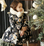 韩国原单品儿童外套15秋冬新款韩版女童专柜品质碎花棉衣加厚棉袄