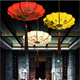 新中式吊灯 复古餐厅过道仿古灯 饭店茶楼手绘国画红灯笼灯具