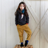 2015秋款女童套装童装韩版卡通运动休闲两件套抓绒卫衣灯芯绒包邮