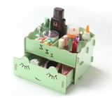 欧式化妆盒首饰DIY木质收纳盒子创意桌子护肤品整理箱抽屉式文具