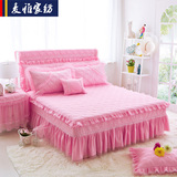 麦雅韩版蕾丝床裙单件 夹棉加厚花边床罩1.5米1.8m单双人床家纺